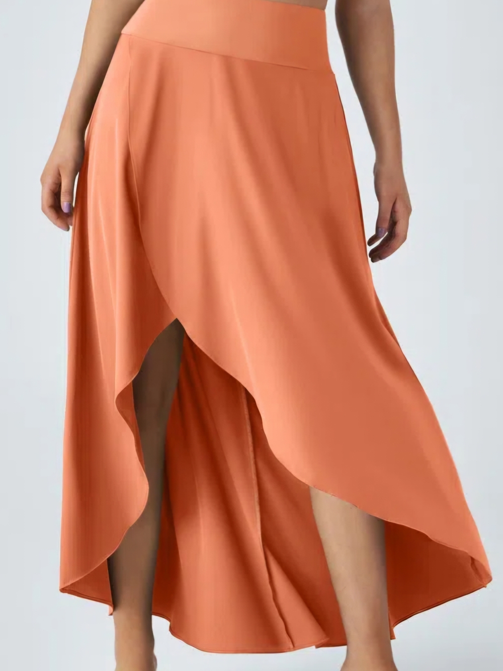 HALARA Orange High-Low Wrap Skirt